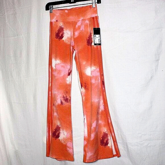 Adidas Girls’ Flare Leg Pants - Size 14 - NWT - Peach Tie-Dye - Picture 1 of 7